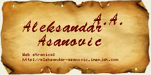 Aleksandar Asanović vizit kartica